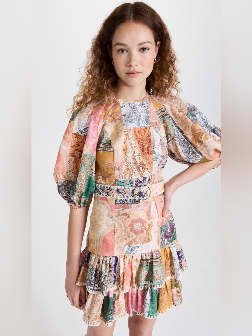 NWT Zimmermann Anneke Patchwork Paisley Linen Mini Dress, Size 1 (US 6)